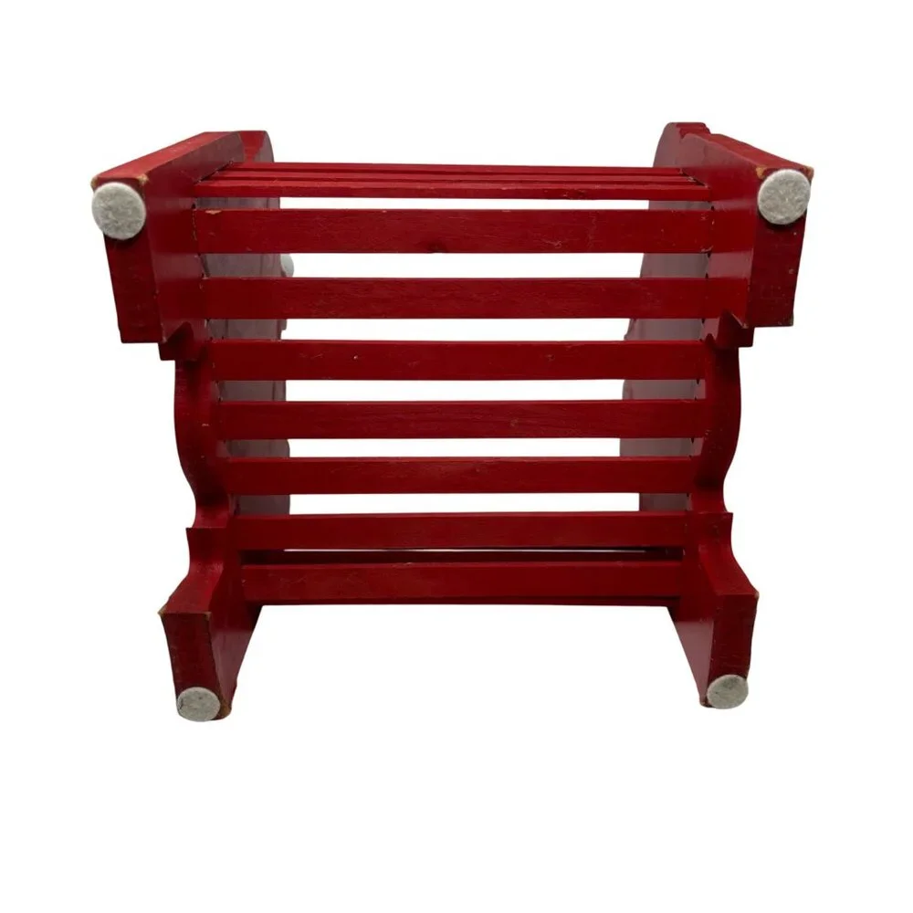 Vintage Carousel Horse Magazine Rack Red Green Wooden Toy Organizer Kids Room - Picture 5 of 9